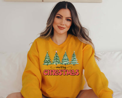 Merry Christmas Tree Womens Sweatshirt