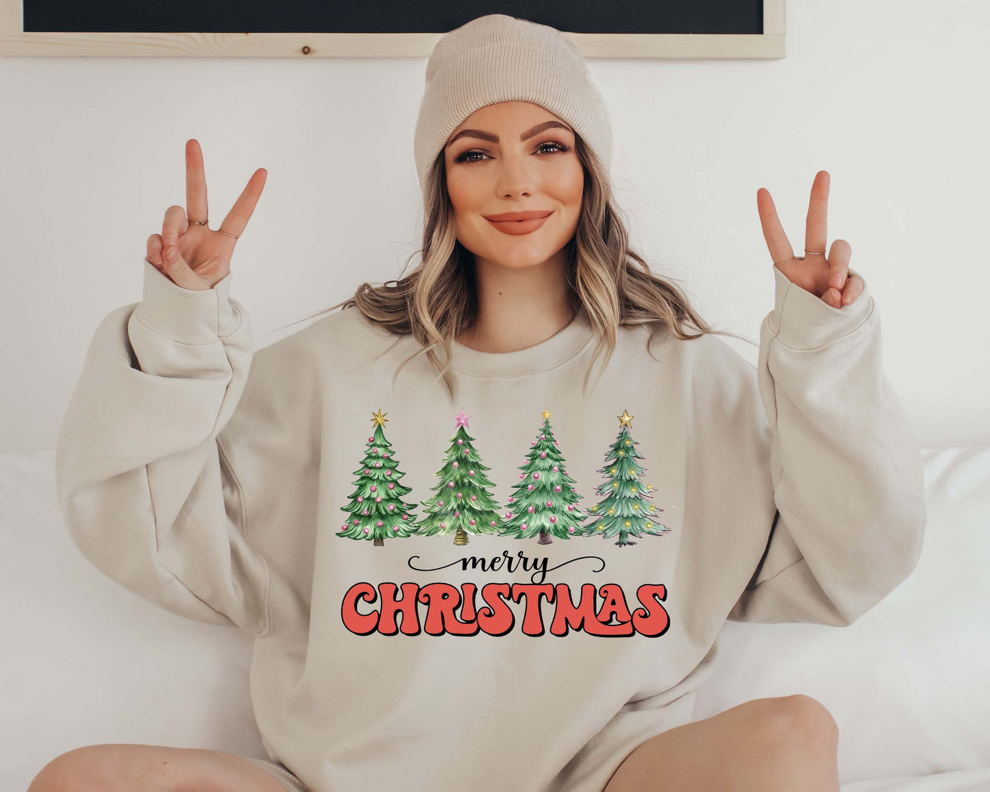 Merry Christmas Tree Womens Sweatshirt